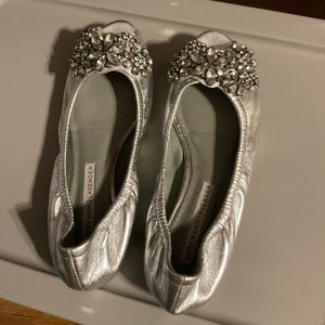 Vera Wang Lavender Silver Crystal Bow Flats 5